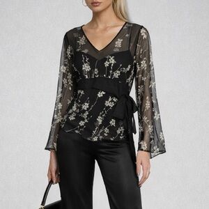 Vintage 90s Y2K Silkland Sheer Blouse